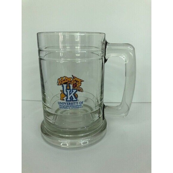 VINTAGE University Of Kentucky UK Wildcats Logo Glass Mug Beer Stein - Picture 1 of 4